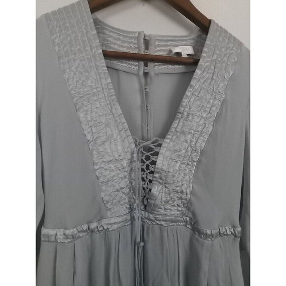 Ghost London Dress Women's Size XS Blue Gray Boho Peasant Bell Sleeves FLAW - Picture 8 of 16